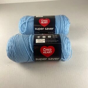 2 Red Heart Super Saver Yarn Light Blue Worsted Weight Acrylic Knitting Crochet